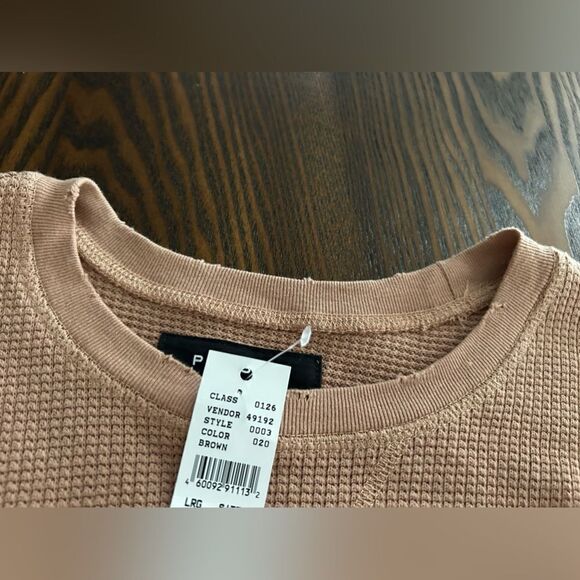 PACSUN Men’s Waffle Knit Shirt long sleeve‎ distressed NWT brown - Picture 13 of 13